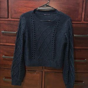 Brandy Melville Navy Cropped Sweater w Cut-Outs